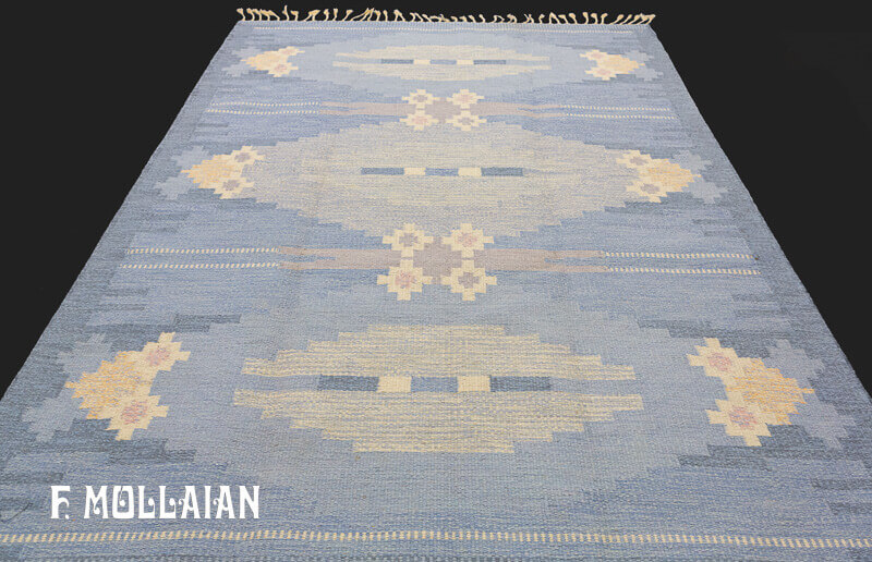 Semi-Antique Swedish Kilim n°:14040292